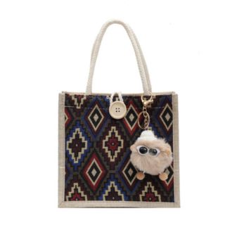 Niche Autumn and Winter New Ethnic Style Handbag for Work and Commuting Women's Casual Tote Bag Linen Lunch Box Bag Wholesale